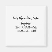 lets the adventure begins 20th birthday add name d magneet (Voorkant)