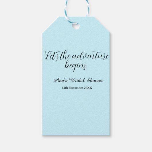 lets the adventure begins bridal shower add name d cadeaulabel (Voorkant)