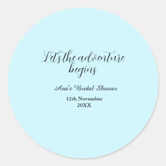 lets the adventure begins bridal shower add name d ronde sticker