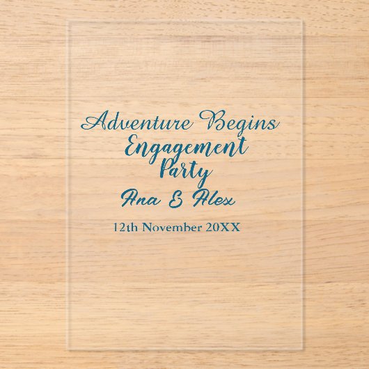 lets the adventure begins engagement party name da acryl uitnodigingen (Voorkant)