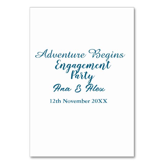 lets the adventure begins engagement party name da kaart (Voorkant)