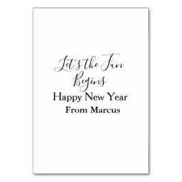 lets the fun begins happy new year name year simpl kaart
