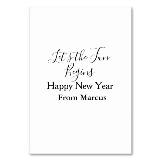 lets the fun begins happy new year name year simpl kaart (Voorkant)