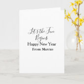 lets the fun begins happy new year name year simpl kaart (Gele Bloem)