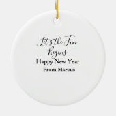 lets the fun begins happy new year name year simpl keramisch ornament (Achterkant)