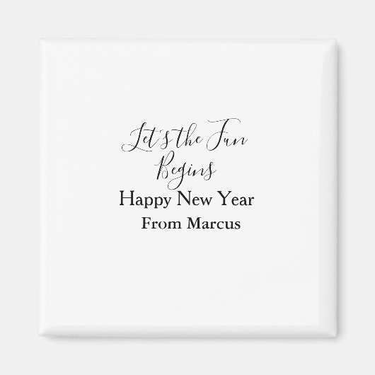 lets the fun begins happy new year name year simpl magneet (Voorkant)