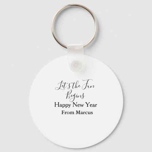 lets the fun begins happy new year name year simpl sleutelhanger (Voorkant)
