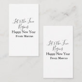 lets the fun begins happy new year name year simpl visitekaartje (Voorkant / Achterkant)