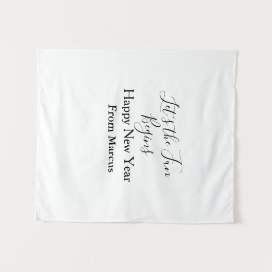 lets the fun begins happy new year name year simpl wandkleed (Voorkant (horizontaal))