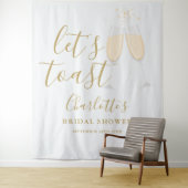 Let's Toast Bridal Shower Gold Backdrop Wandkleed (In situ)