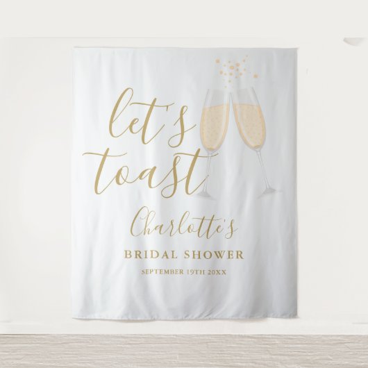 Let's Toast Bridal Shower Gold Backdrop Wandkleed (Voorkant)
