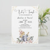Let's Toast Engagement Party Watercolor Floral Kaart (Staand voorkant)