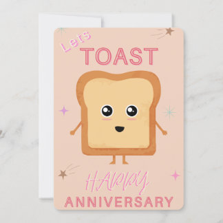 Lets Toast neutral Happy Anniversary greeting card Aankondiging