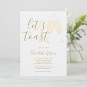 Let's Toast Script Bruiloft Gold Kaart (Staand voorkant)