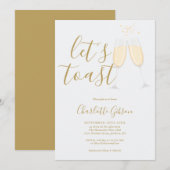 Let's Toast Script Bruiloft Gold Kaart (Voorkant / Achterkant)