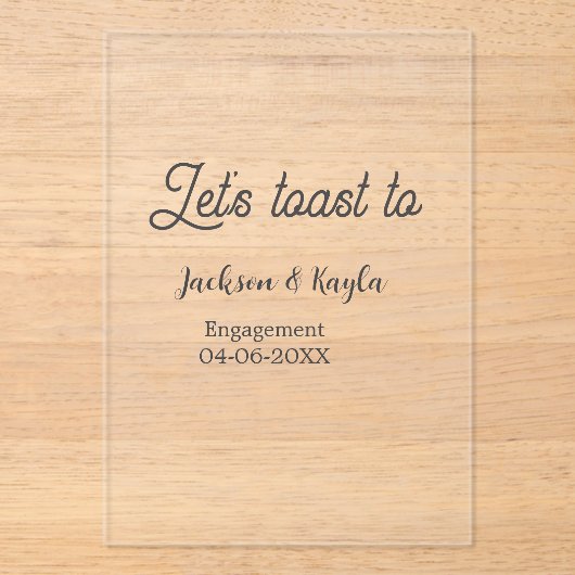 Let's toast to engagement party name date elegant  acryl uitnodigingen (Voorkant)