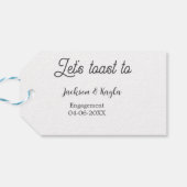 Let's toast to engagement party name date elegant  cadeaulabel (Achterkant Horizontaal)