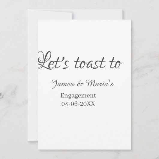 Let's toast to engagement party name date elegant  kaart (Voorkant)