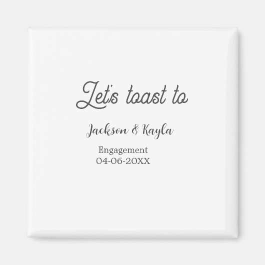 Let's toast to engagement party name date elegant magneet (Voorkant)