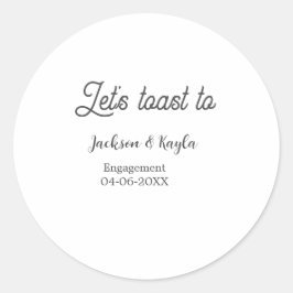 Let's toast to engagement party name date elegant  ronde sticker