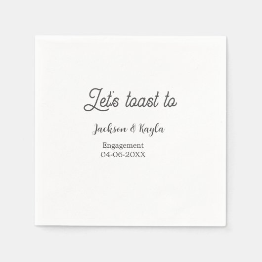 Let's toast to engagement party name date elegant  servet (Voorkant)