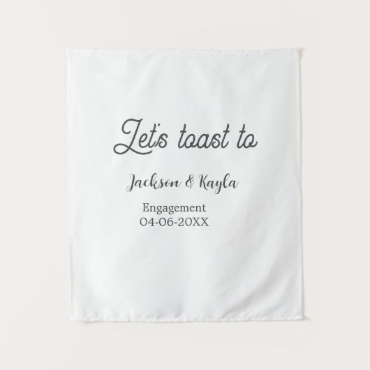 Let's toast to engagement party name date elegant  wandkleed (Voorkant)