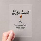 Let's toast to engagement party name date glass acryl uitnodigingen (Insitu (Draagbaar))