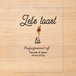 Let's toast to engagement party name date glass acryl uitnodigingen