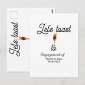 Let's toast to engagement party name date glass briefkaart (Voorkant / Achterkant)