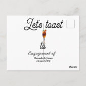 Let's toast to engagement party name date glass briefkaart (Achterkant)