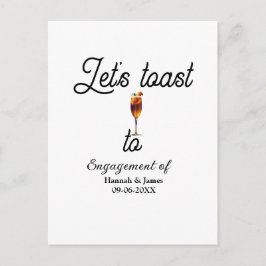 Let's toast to engagement party name date glass briefkaart