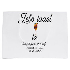 Let's toast to engagement party name date glass groot cadeauzakje