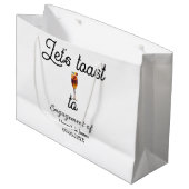 Let's toast to engagement party name date glass groot cadeauzakje (Voorkant Gekanteld)