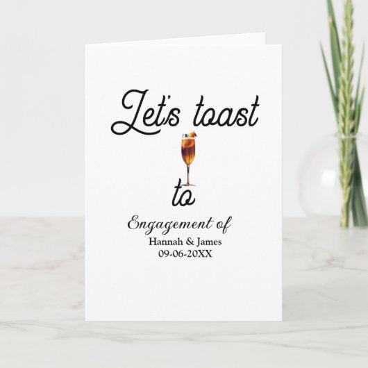 Let's toast to engagement party name date glass kaart (Voorkant)