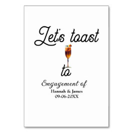 Let's toast to engagement party name date glass kaart