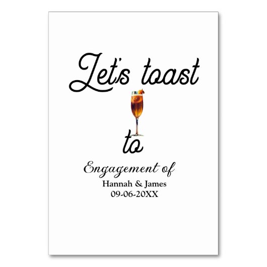 Let's toast to engagement party name date glass kaart (Voorkant)