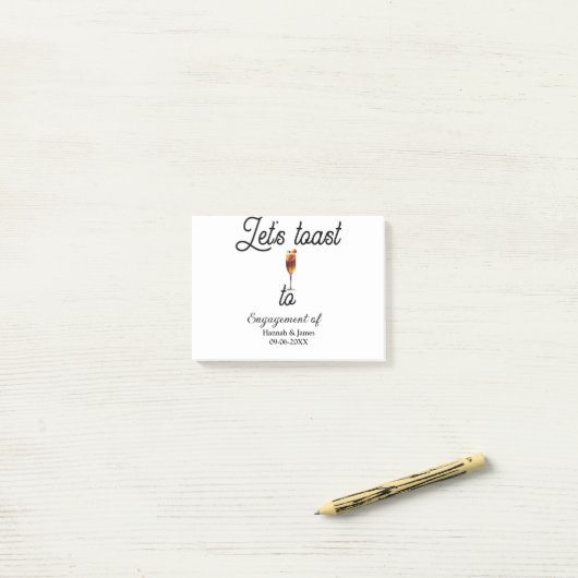 Let's toast to engagement party name date glass post-it® notes (Op bureau)