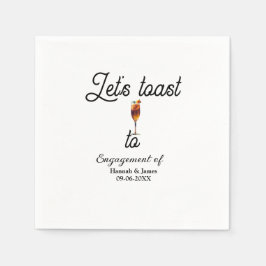 Let's toast to engagement party name date glass servet