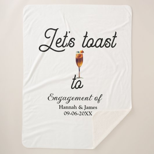Let's toast to engagement party name date glass sherpa deken (Voorkant)