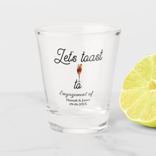 Let's toast to engagement party name date glass shot glas (Voorkant)