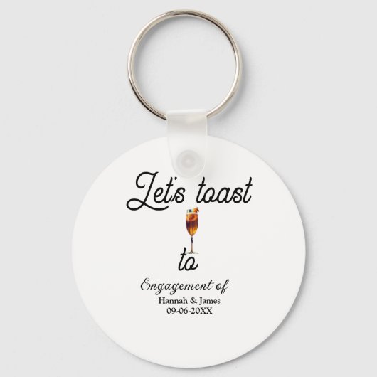 Let's toast to engagement party name date glass sleutelhanger (Voorkant)