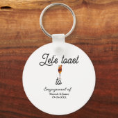 Let's toast to engagement party name date glass sleutelhanger (Achterkant)