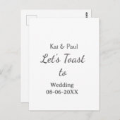 Let's toast to wedding add name date simple couple briefkaart (Voorkant / Achterkant)
