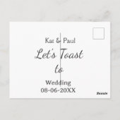 Let's toast to wedding add name date simple couple briefkaart (Achterkant)
