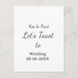 Let's toast to wedding add name date simple couple briefkaart