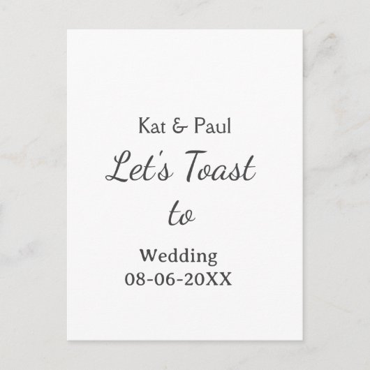 Let's toast to wedding add name date simple couple briefkaart (Voorkant)