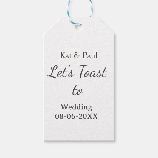 Let's toast to wedding add name date simple couple cadeaulabel (Voorkant)