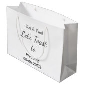 Let's toast to wedding add name date simple couple groot cadeauzakje (Achterkant Gekanteld)