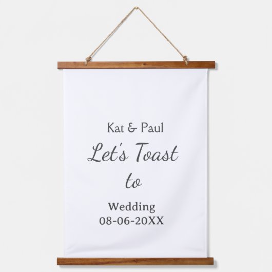 Let's toast to wedding add name date simple couple hangend wandkleed (Voorkant)