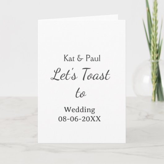 Let's toast to wedding add name date simple couple kaart (Voorkant)